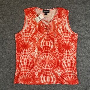 Joe Boxer Juniors L Coral Tie-Dye Lace Up Sleeveless Tank Top